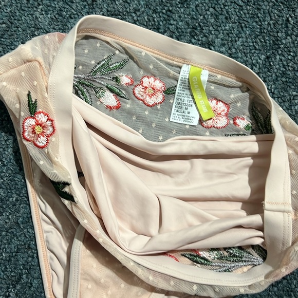 GIANNI BINI mesh floral lingerie inspired bikini set pale pink swim medium M - Picture 7 of 11